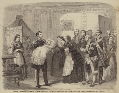 El príncipe Federico Guillermo de Prusia presentando al joven príncipe a los domésticos del palacio de Albert Kretschmer